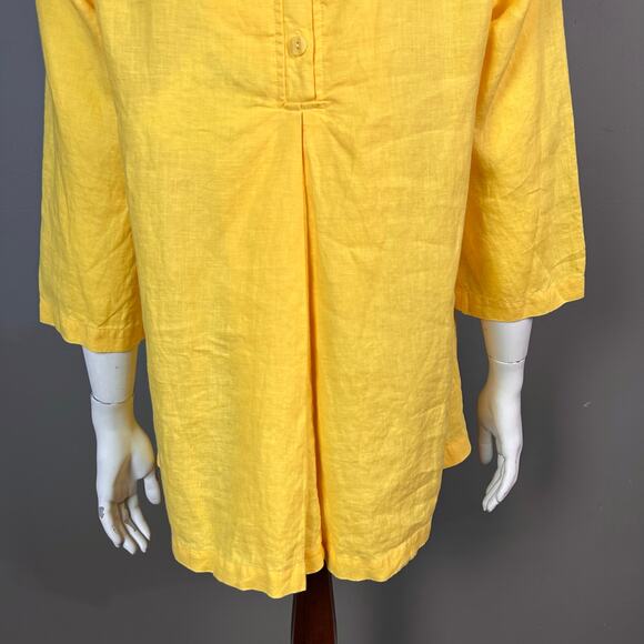 Flax top medium linen pullover yellow tunic NWT office lagenlook - Picture 14 of 14